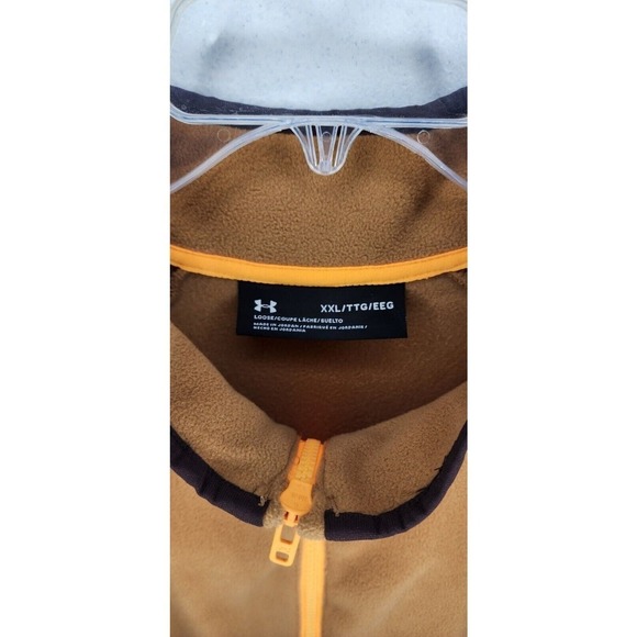 Under Armour Polartec Micro Fleece Full Zip Brown Jacket 1365682 Men's 2XL - Picture 3 of 9